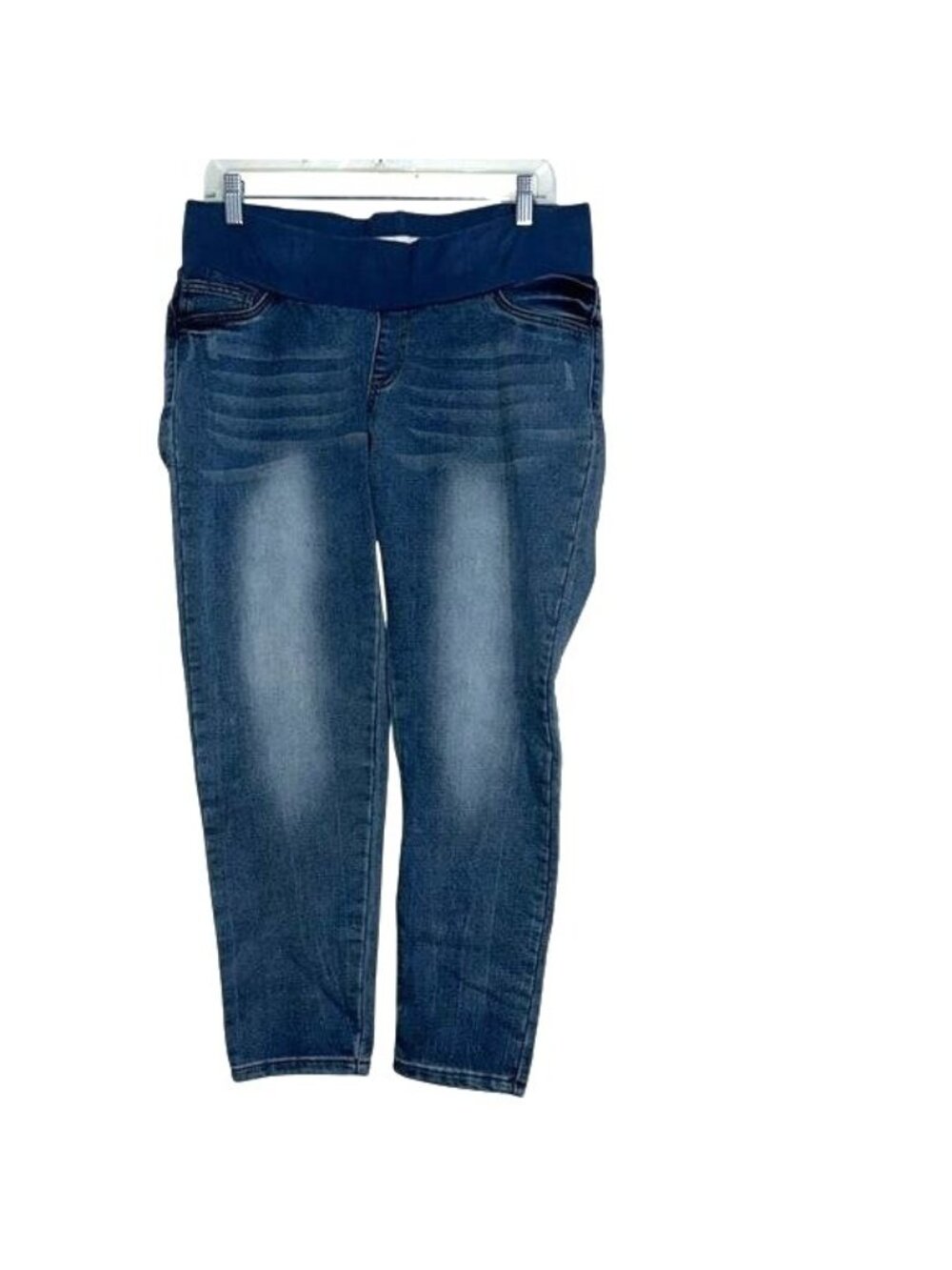 Maternity Dark Wash Denim Jeans With Elastic Waistband Large